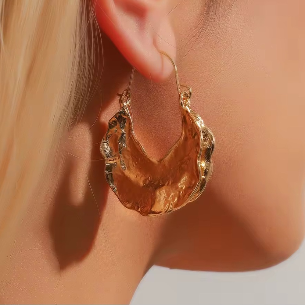 Stunning Accent Gold Drop Hoop Earrings